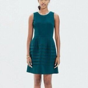 NWT Madewell Women's Sheath Green Fit Flare Textured Sleeveless Dress - Size 10
